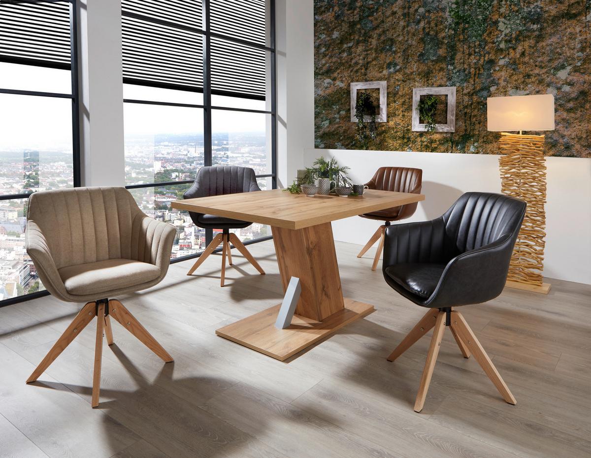Armlehnstuhl Belluno Anthrazit Mit Drehbarer Sitzfläche - Eichefarben/Anthrazit, MODERN, Holz/Textil (60/88/57,5cm) - MID.YOU