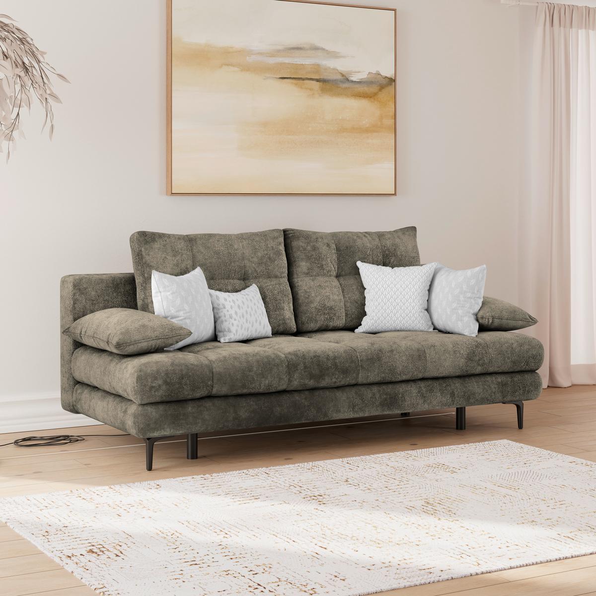 Schlafsofa Perla Mokka B: 203 cm - Schwarz/Mokka, KONVENTIONELL, Textil (203/94/96cm)