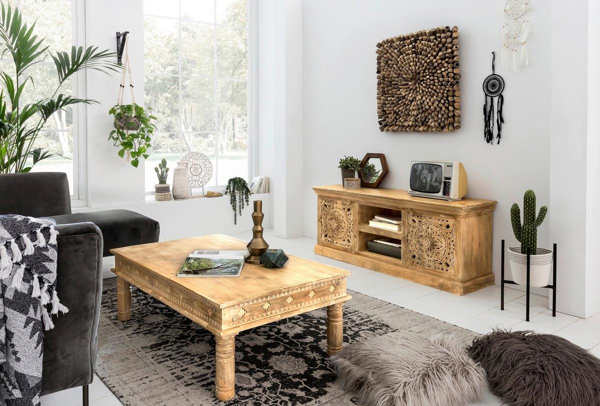 Lowboard Mangoholz B: 150cm - Naturfarben, Design, Holz (150/60/40cm) - MID.YOU