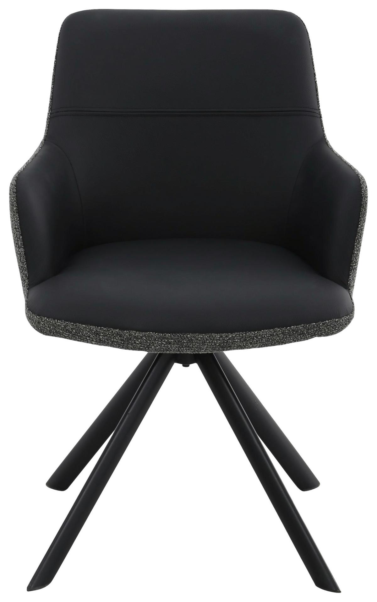 STOLIČKA S PODRÚČKAMI JOSY - čierna/sivá, Design, kov/koža (57/86/61cm) - Mömax