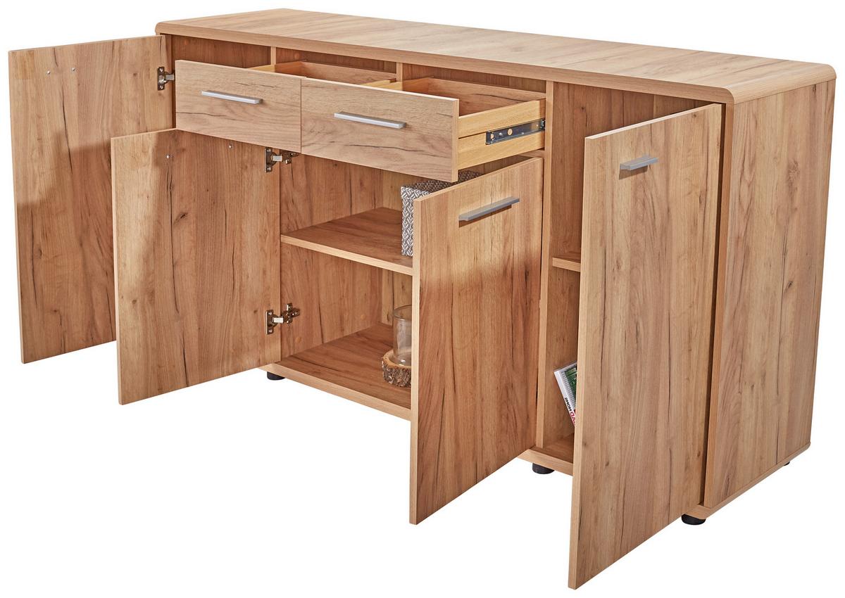 KOMODA FONTANA - barvy dubu/černá, Moderní, kompozitní dřevo/plast (174/87/40cm)