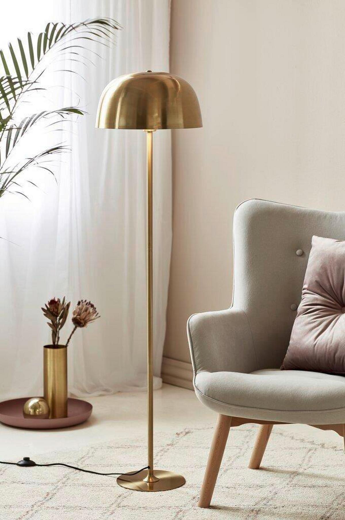 Stehleuchte Japandi Messingfarben D: 36 cm - Messingfarben, Design, Metall (36/140cm) - Nordlux