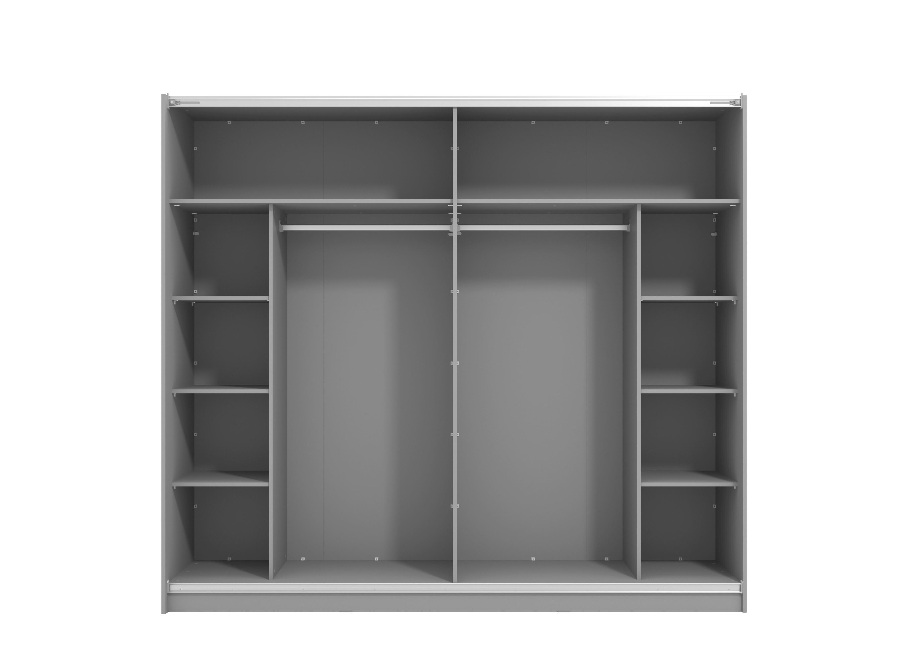 Tolóajtós Szekrény Sierra 236/210 Cm - antracit/fehér, Basics, faalapú anyag (236,5/210/62,5cm)