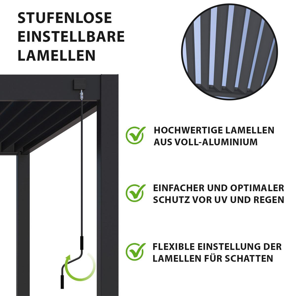 Pavillon Deluxe 360x400cm Sturmfest, Gartenpavillon - Anthrazit, Basics, Metall (360/255/400cm) - WEIDE