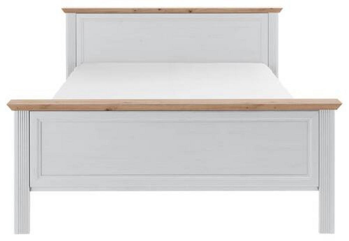 Doppelbett Landhaus-Stil 160x200 Jasmin II Weiß/Eiche - Schwarz/Weiß, LIFESTYLE, Holzwerkstoff (160/200cm)