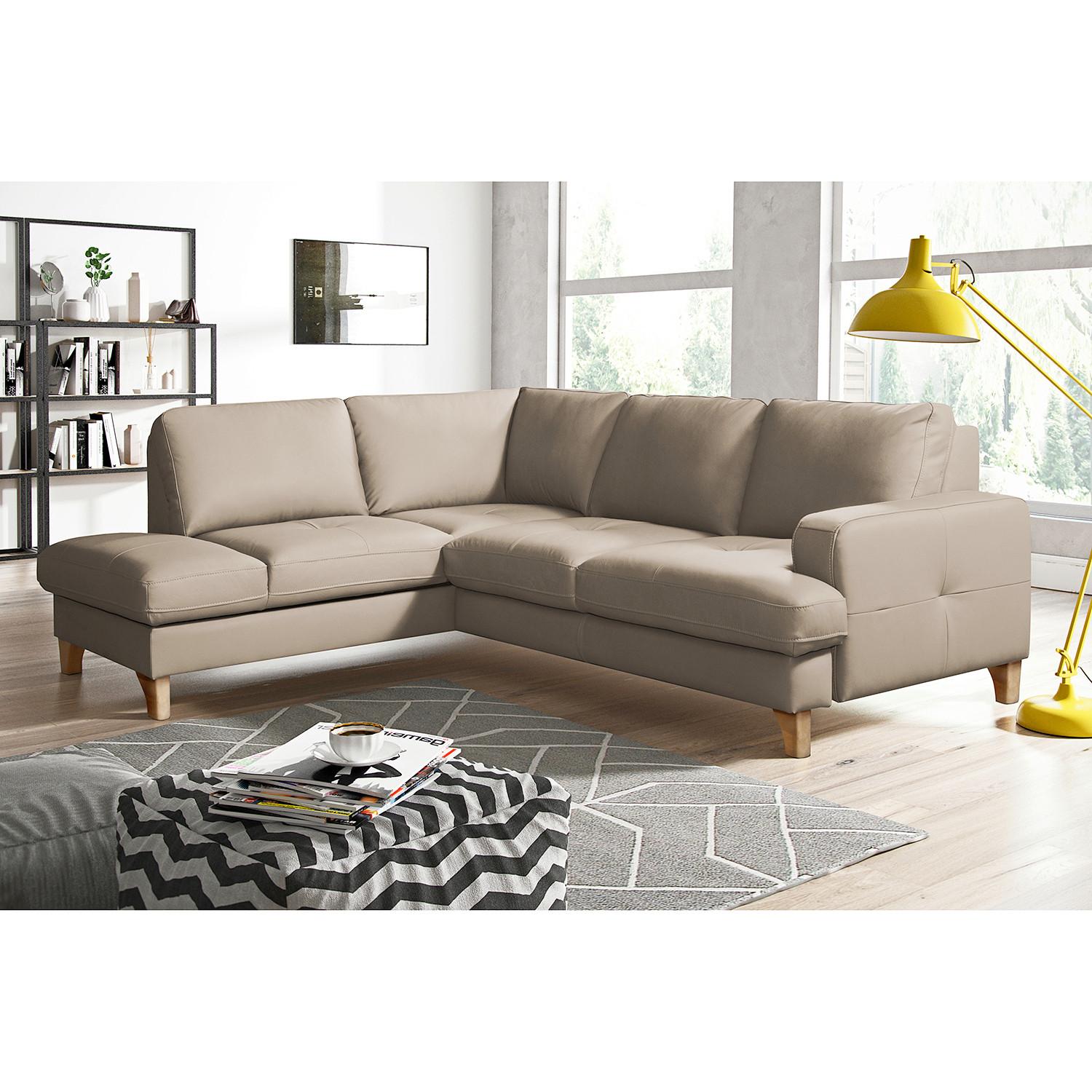 Ecksofa Fargo Hellgrau B: 190x234 Cm - Buchefarben/Hellgrau, Design, Leder/Textil (190/234cm) - Livetastic