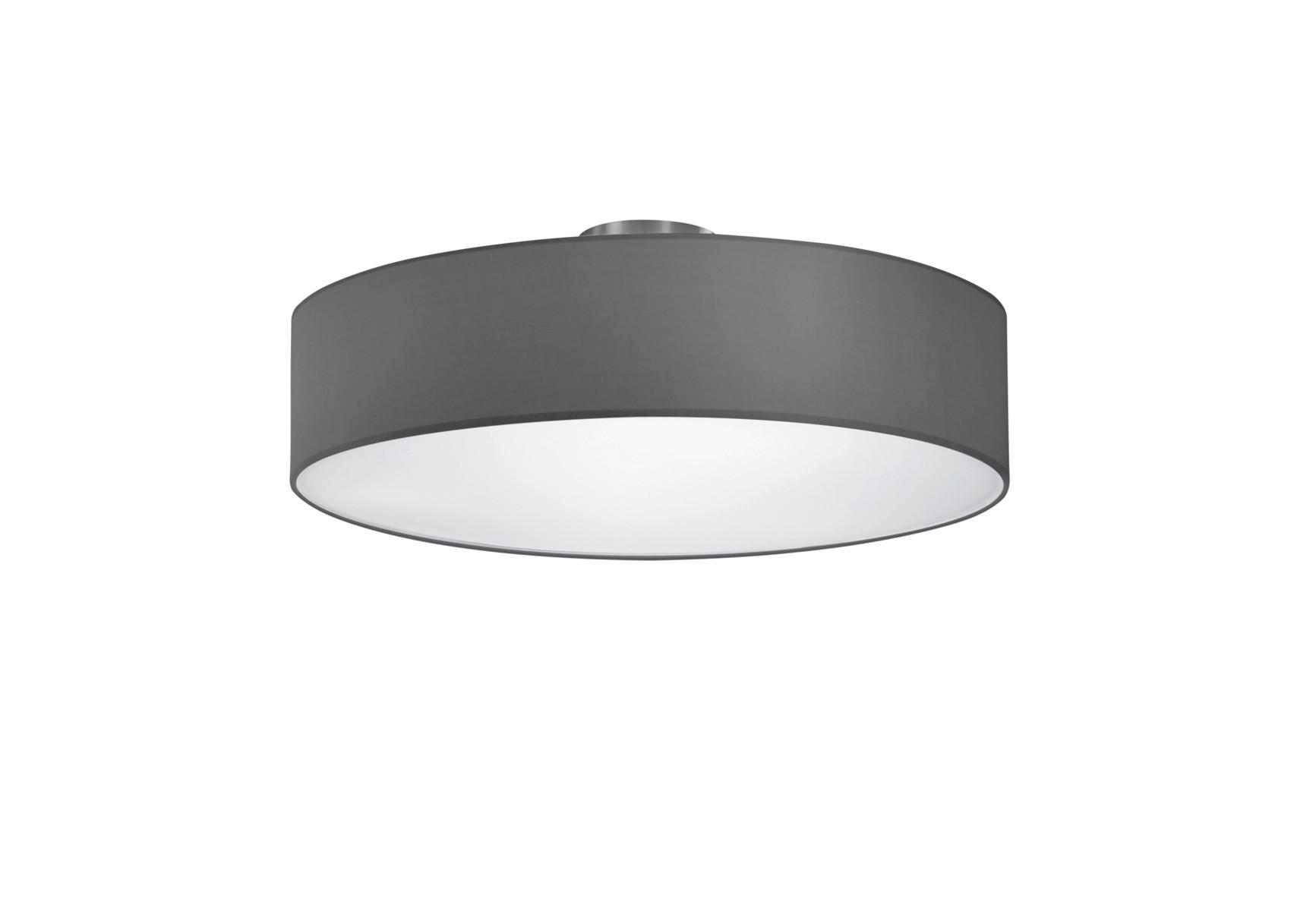 Deckenleuchte Ø 50 cm Mit Textilschirm Rund - Grau/Nickelfarben, Basics, Textil/Metall (50/17cm) - Trio Leuchten