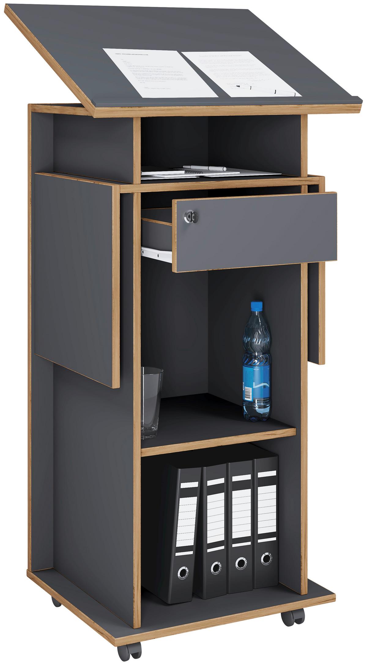 Stehpult Salia Anthrazit, Honigeiche B:123 cm - Honigeiche/Anthrazit, Design, Holzwerkstoff (123/128/44cm) - MID.YOU