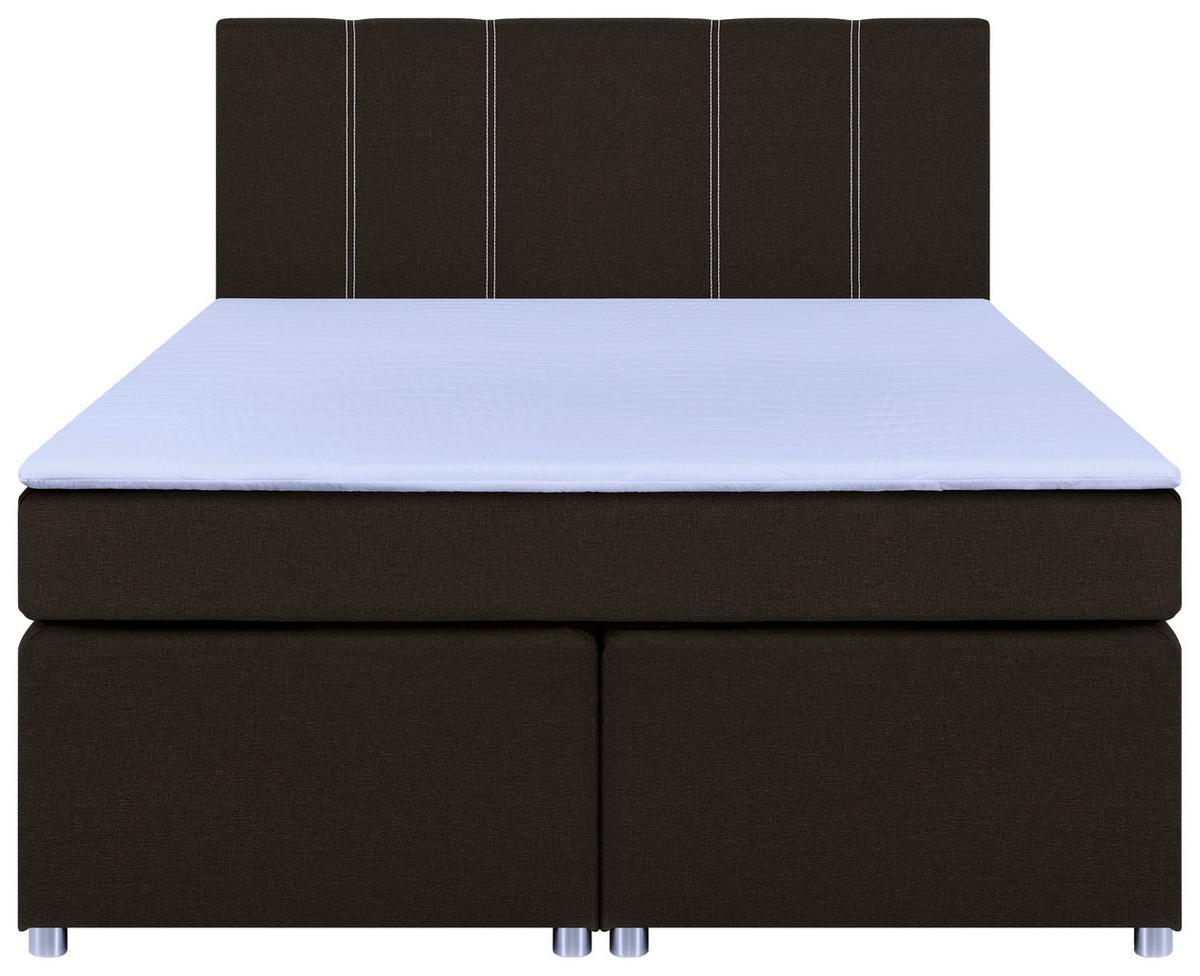 Boxspringbett Malta Mit Topper Braun, 160x200 Cm - Chromfarben/Schwarz, Basics, Holzwerkstoff/Textil (160/200cm) - P & B
