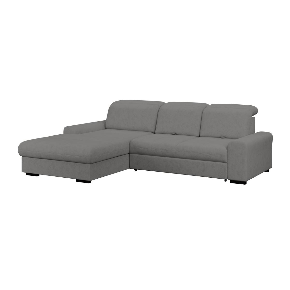 Ecksofa mit Bettfunktion Malaga new Chenille anthrazit - Anthrazit/Schwarz, KONVENTIONELL, Textil (203/286cm) - Ondega