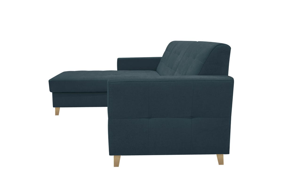 Rohová sedačka BJORN, oboustranná, tm.modrá žinylka - přírodní barvy/tmavě modrá, Design, dřevo/textil (160/231cm) - Luca Bessoni