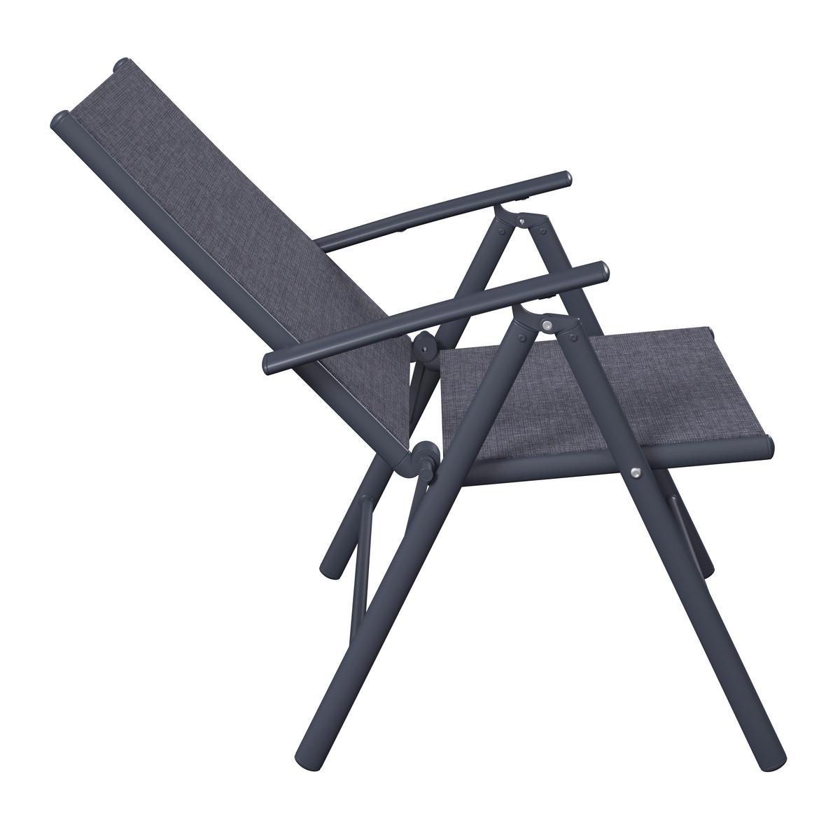 ZAHRADNÍ ŽIDLE NIKI - černá/tmavě šedá, Basics, kov/textil (56/106/54cm)