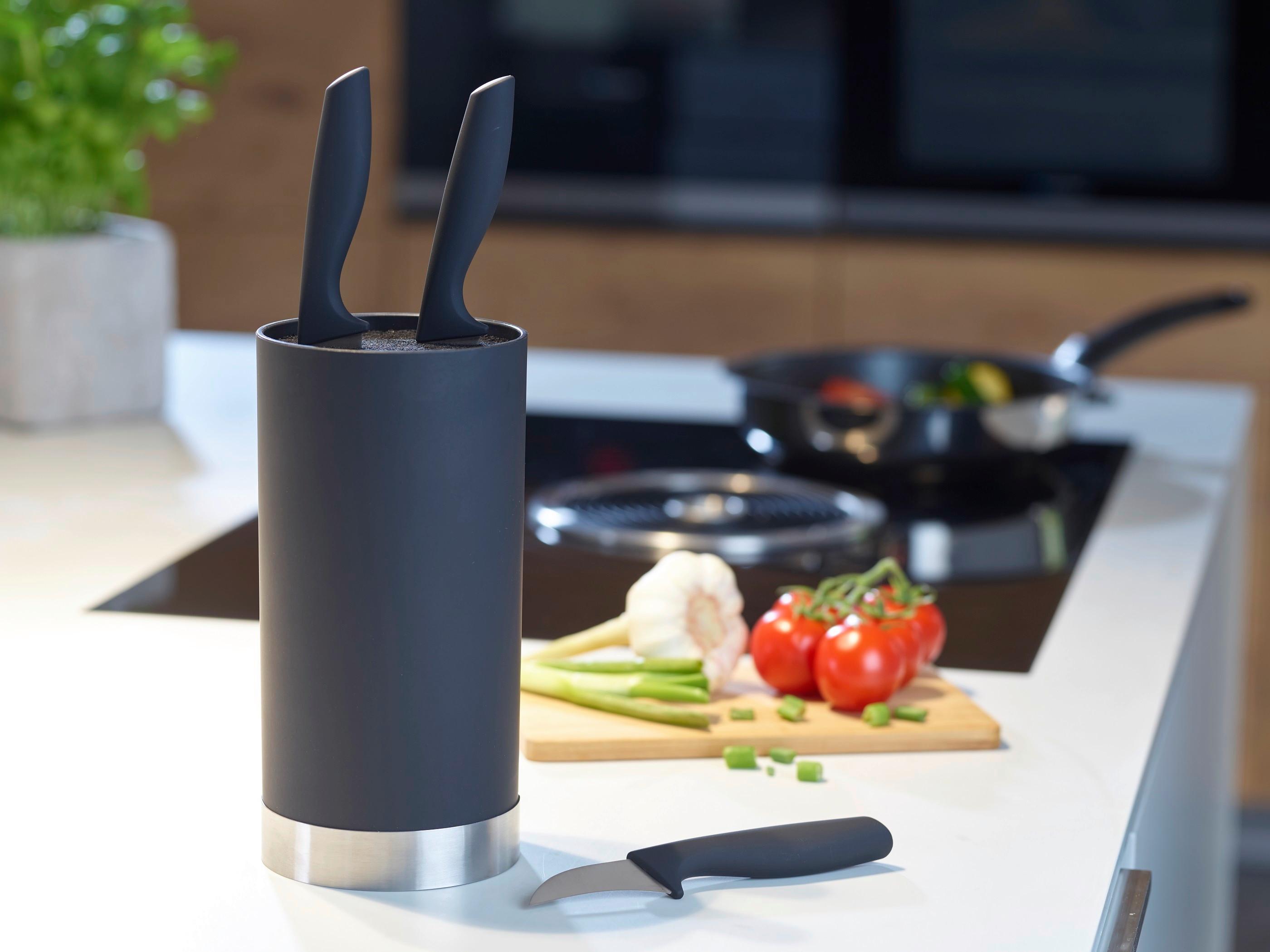 Messerblock Schwarz/silbern Kunststoff 4-Teilig - Silberfarben/Schwarz, Basics, Kunststoff (11/22cm) - Echtwerk