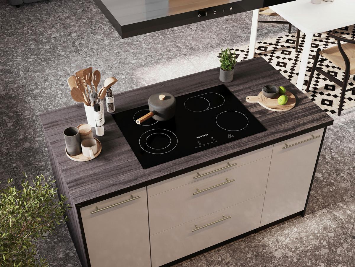 Küchenzeile Premium Mit Geräte 280 Cm Grau/weiß + Kochinsel - Weiß/Grau, Basics, Holzwerkstoff (280/160cm) - Respekta