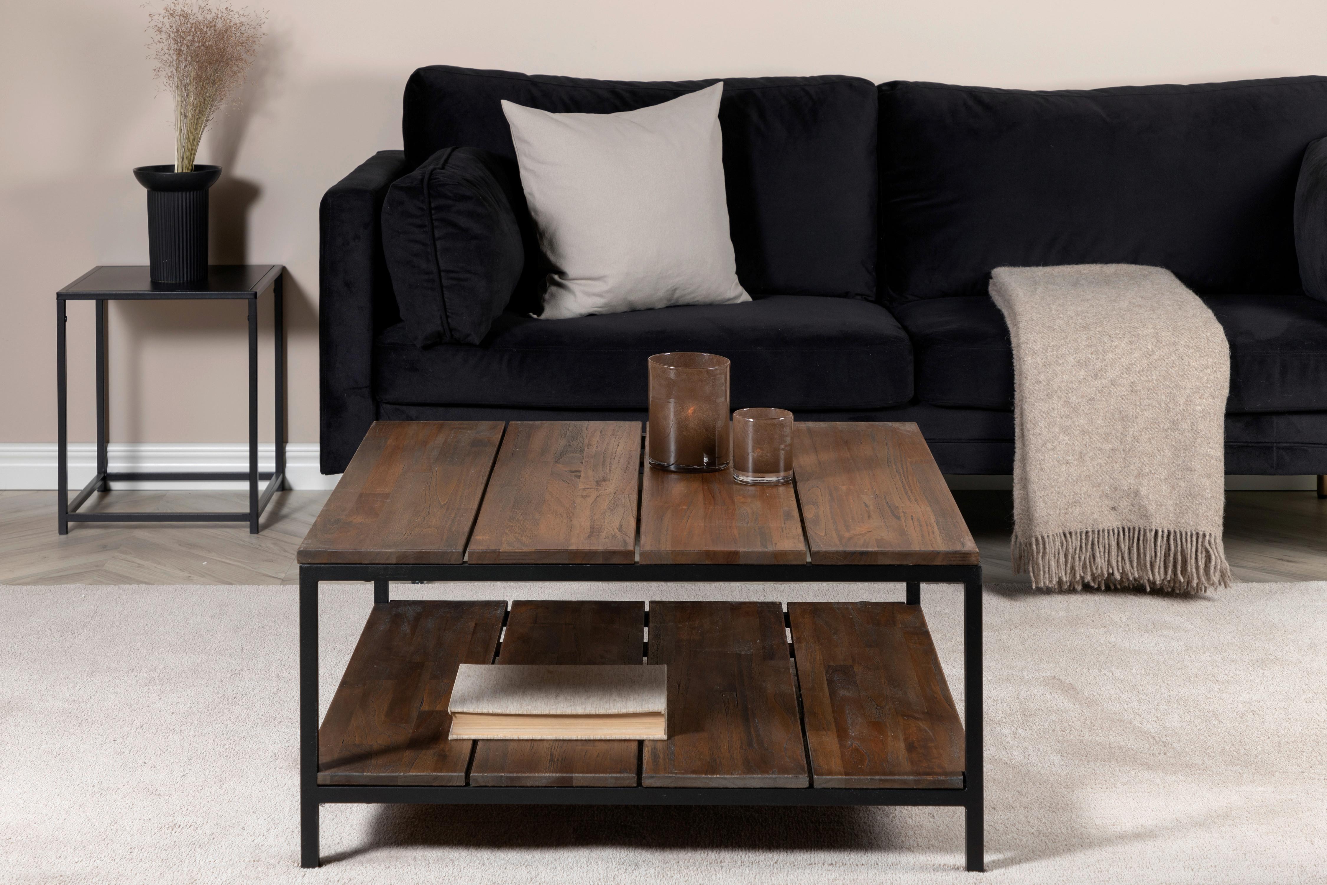 Couchtisch Padang - Schwarz/Braun, Design, Holz/Metall (80/80/40cm) - Livetastic