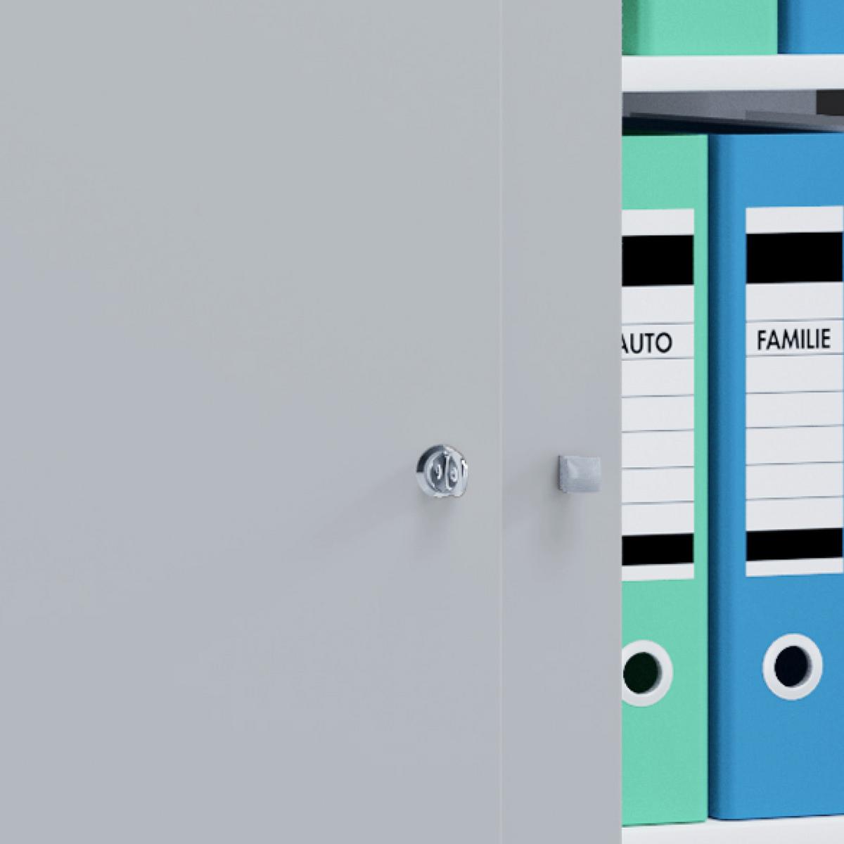 Aktenschrank versperrbar Lona XXL Grau B: 70 cm - Grau, Basics, Holzwerkstoff (70/183/37cm) - MID.YOU