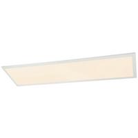 LED-Deckenleuchte Fila L: 120 cm mit Fernbedienung - Opal/Weiß, Trend, Kunststoff/Metall (120/30/5,3cm) - Globo