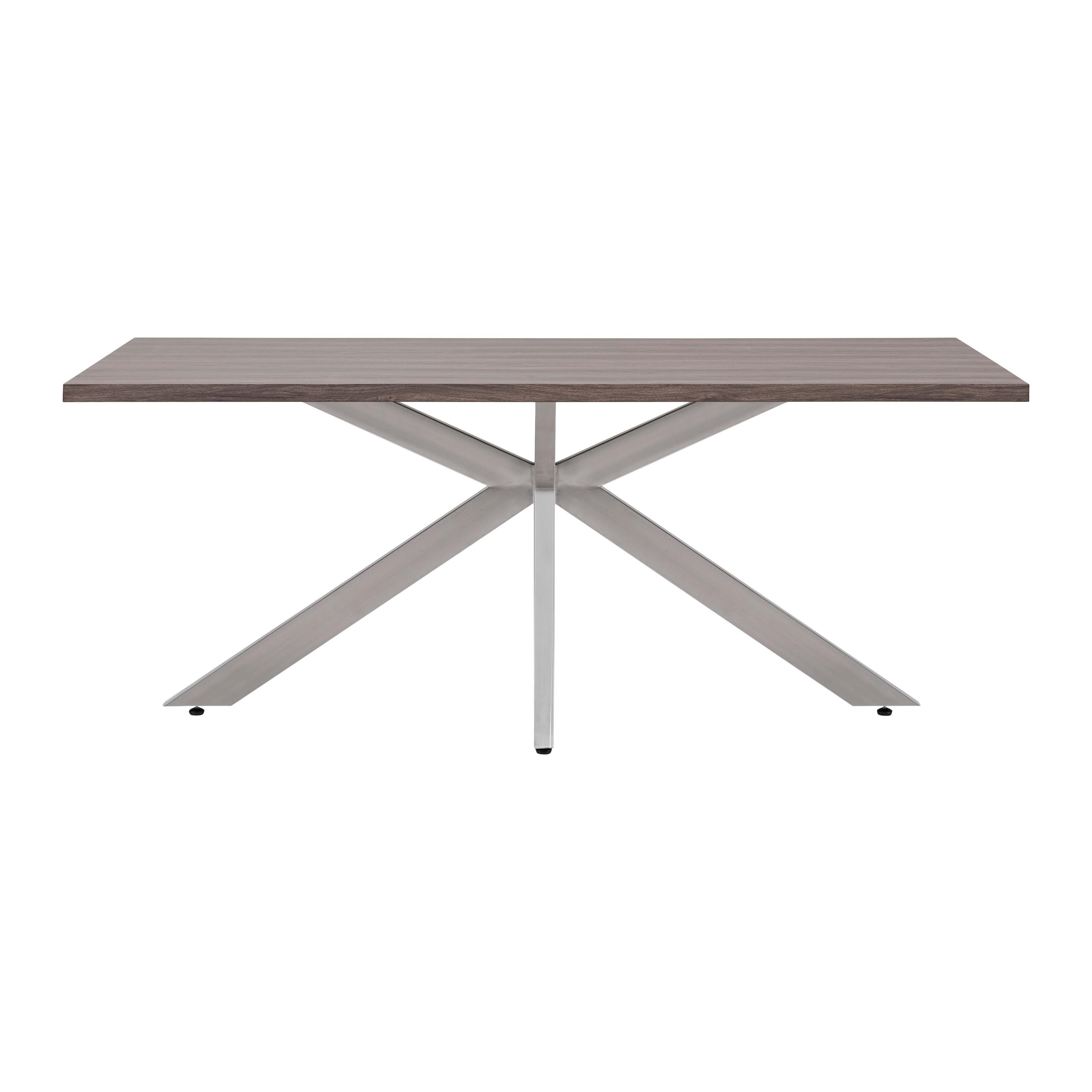 Jedálenský Stôl Ilias 180x90 Cm - farby vlašského orecha/farby ušľachtilej ocele, Moderný, kov/drevo (180/90/76cm) - Bessagi Home
