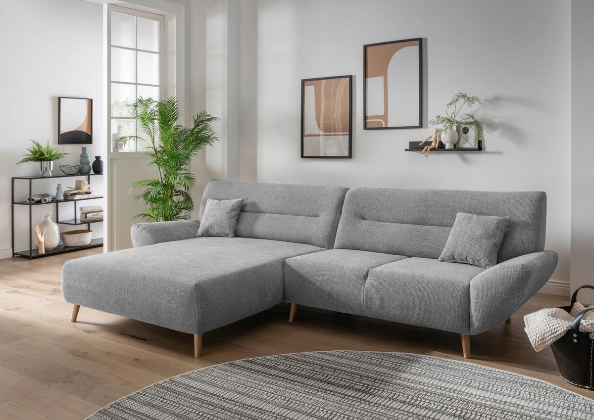 Ecksofa Drago Silberfarben S: 166/290 cm - Wildeiche/Silberfarben, MODERN, Holz/Textil (166/290cm) - MID.YOU