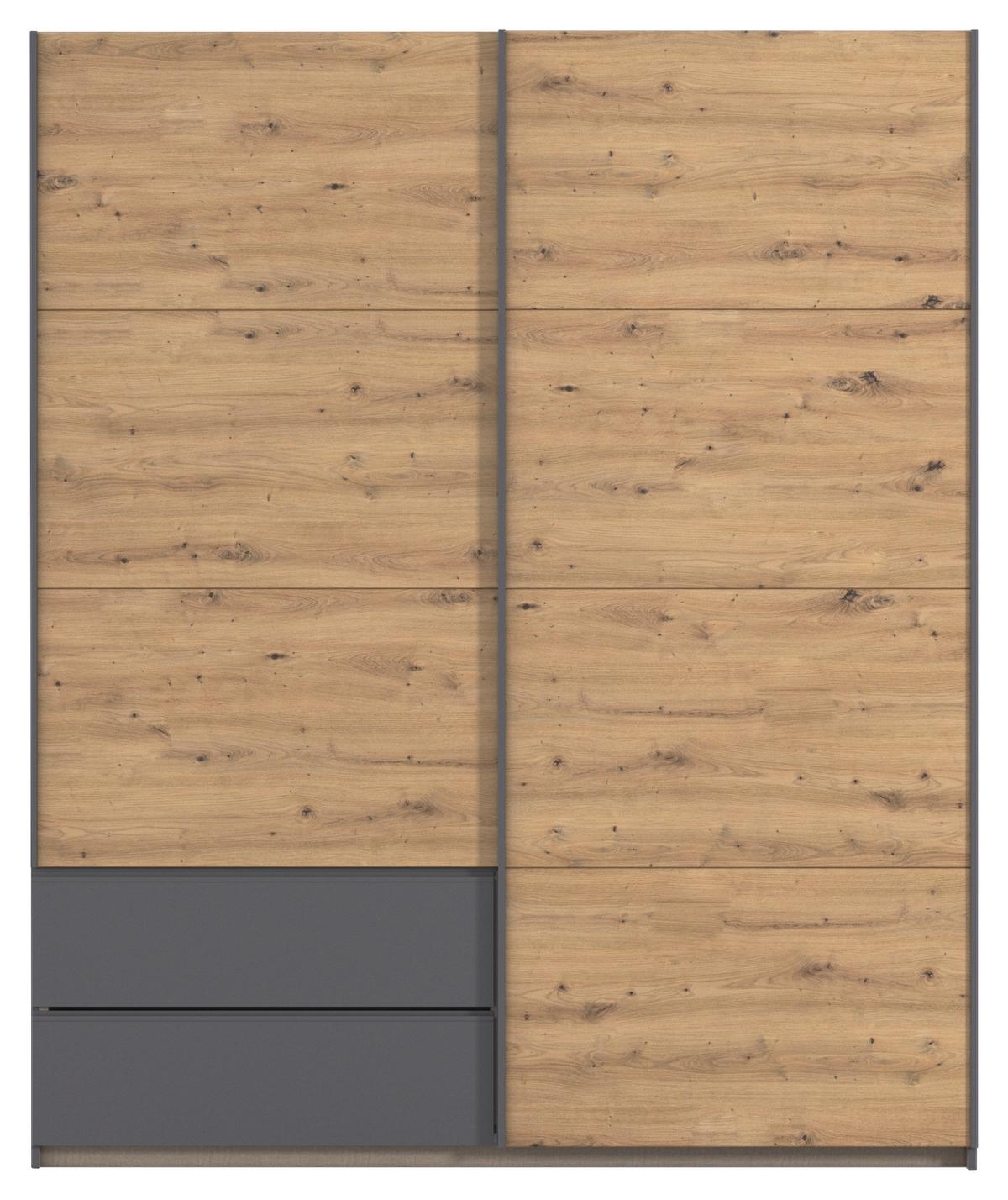 Schwebetürenschrank Stoke Grau Eiche Artisan Dekor - Eiche Artisan/Grau, MODERN, Holzwerkstoff (175/210/59cm) - Rauch Möbel