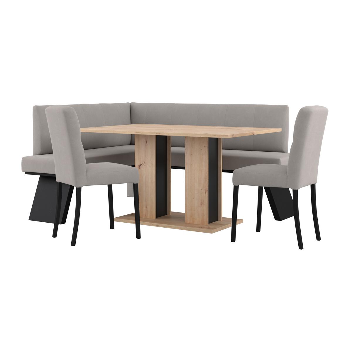 Eckbank Emma II - Beige/Schwarz, KONVENTIONELL, Holzwerkstoff/Textil (150/185cm)