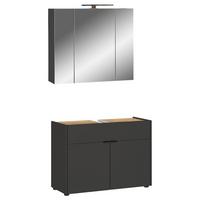 Badezimmer Forano Graphitfarben/Eichefarben - Eichefarben/Schwarz, MODERN, Holzwerkstoff (80cm) - Germania