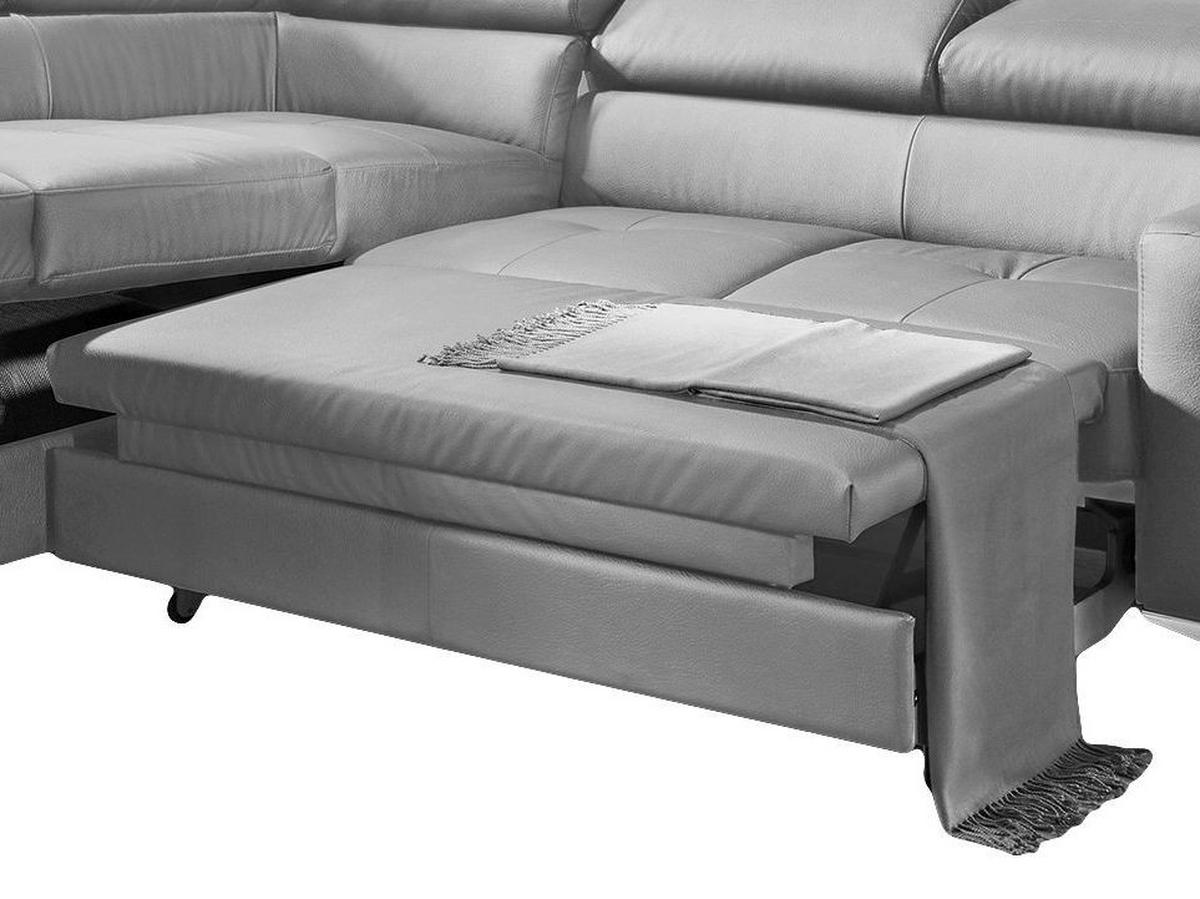 Ecksofa Mit Schlaffunktion Sammy Grau Leder - Chromfarben/Grau, Design, Leder (168/227cm) - Livetastic
