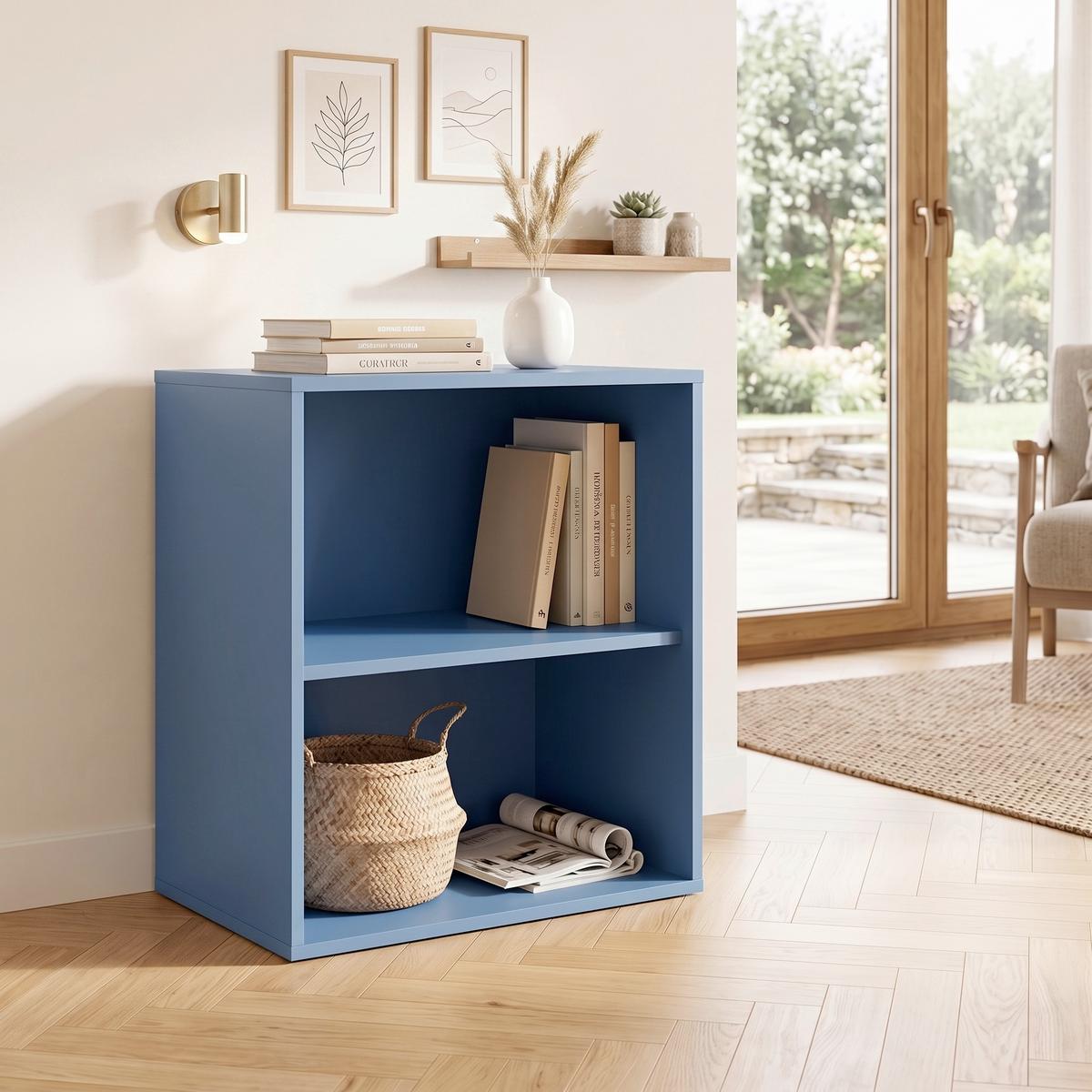 Blaues Regal mit zwei Fächern » online kaufen