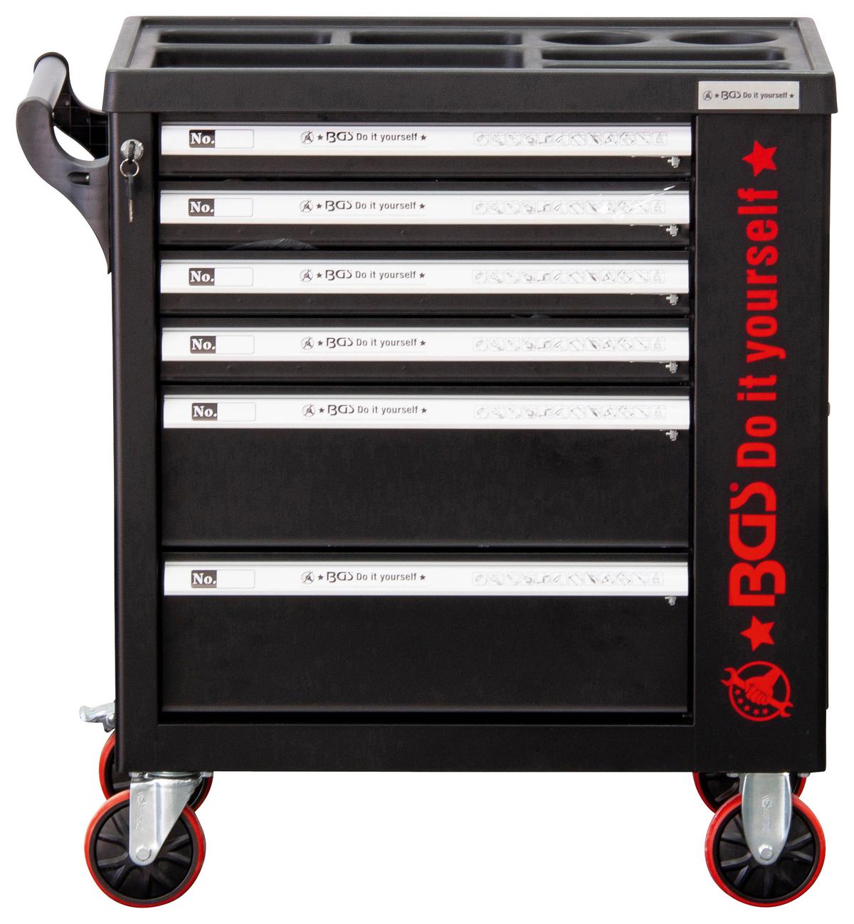 Werkstattwagen Schwarz/Rot B: 76 cm - Rot/Schwarz, Basics (76/89,5/46cm)
