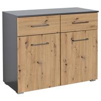 Kommode 93 Cm Nevada Dunkegrau - Dunkelgrau/Alufarben, MODERN, Holzwerkstoff (93/81/42cm) - Rauch Möbel