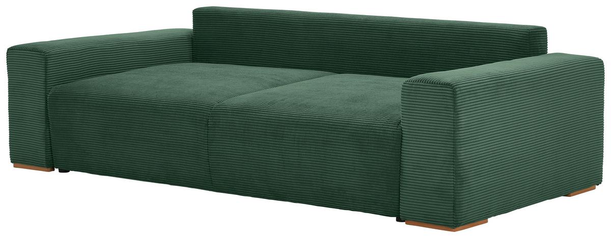 Schlafsofa Vouge Grün Bettkasten, B: 255 Cm - Buchefarben/Schwarz, KONVENTIONELL, Textil (255/86/123cm) - Livetastic