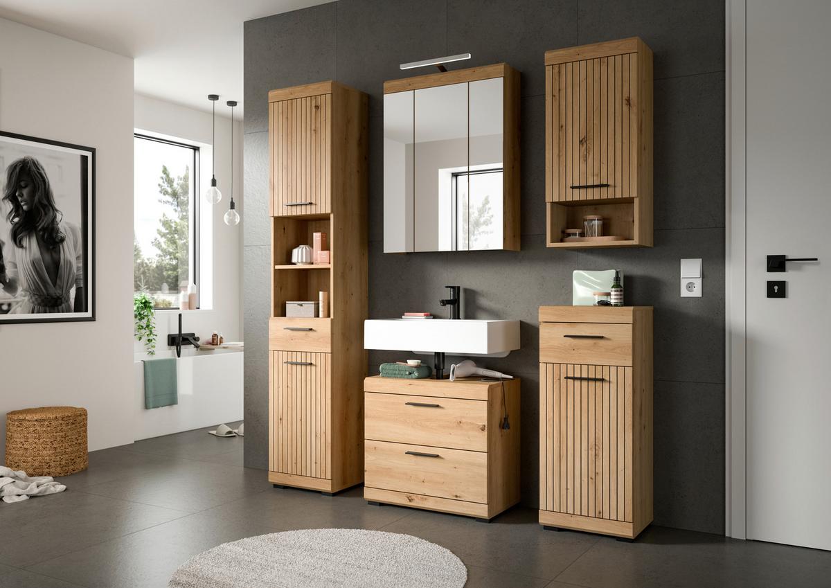 Spiegelschrank Scout Eiche Artisan Dekor B: 60cm - Eiche Artisan, Trend, Glas/Holzwerkstoff (60/79/18cm) - MID.YOU
