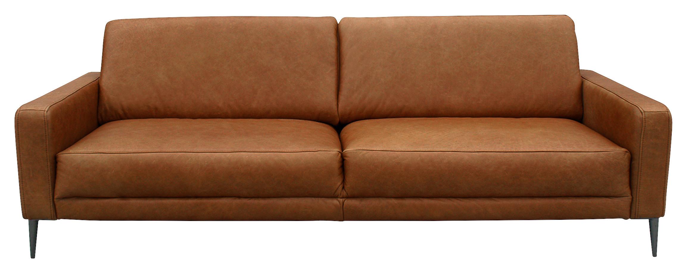 3,5-Sitzer Spring, Cognac B: 207 cm - Cognac/Schwarzchrom, Design, Leder (207/85/92cm) - Livetastic