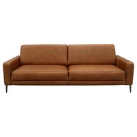 3,5-Sitzer Spring, Cognac B: 207 cm - Cognac/Schwarzchrom, Design, Leder (207/85/92cm) - Livetastic