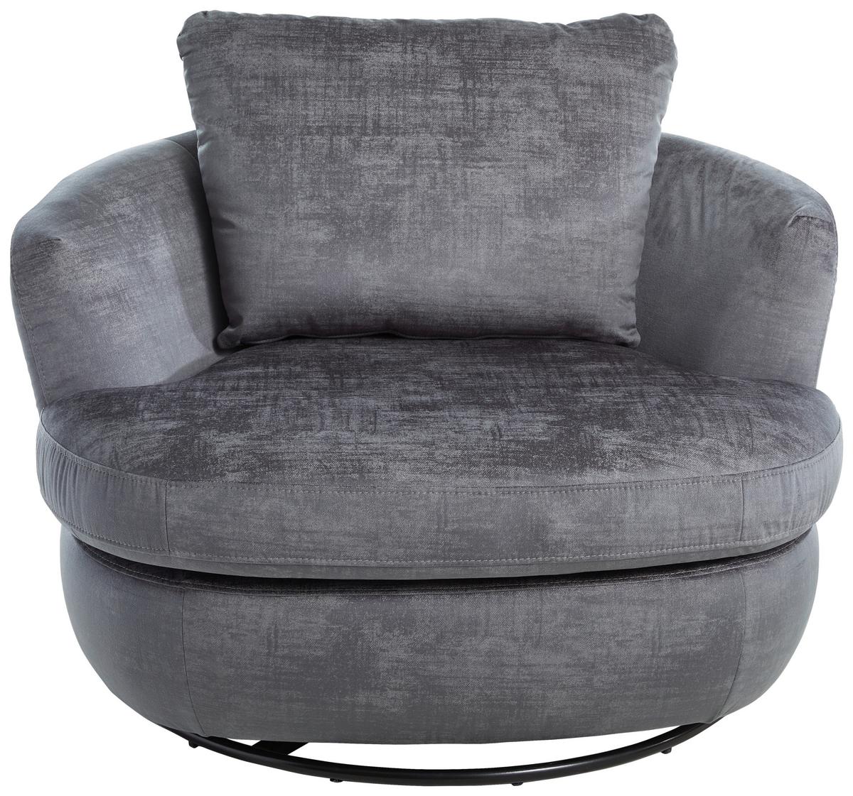 Designsessel Isla Grau B: 110 Cm - Edelstahlfarben/Grau, Trend, Textil (110/85/99cm) - Livetastic