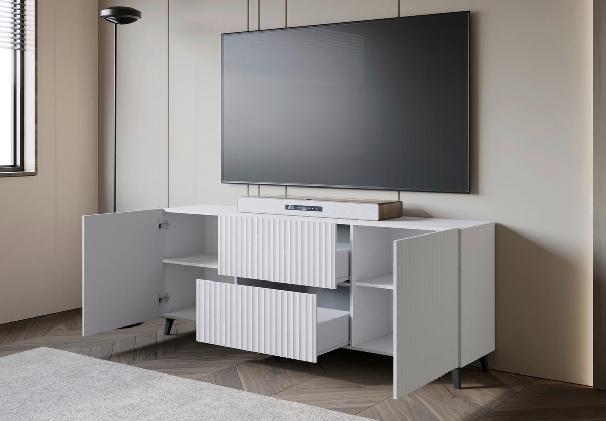 NÍZKÁ KOMODA PHUKET 181 - bílá/černá, Trend, kompozitní dřevo/plast (180/69,4/39cm) - Livetastic