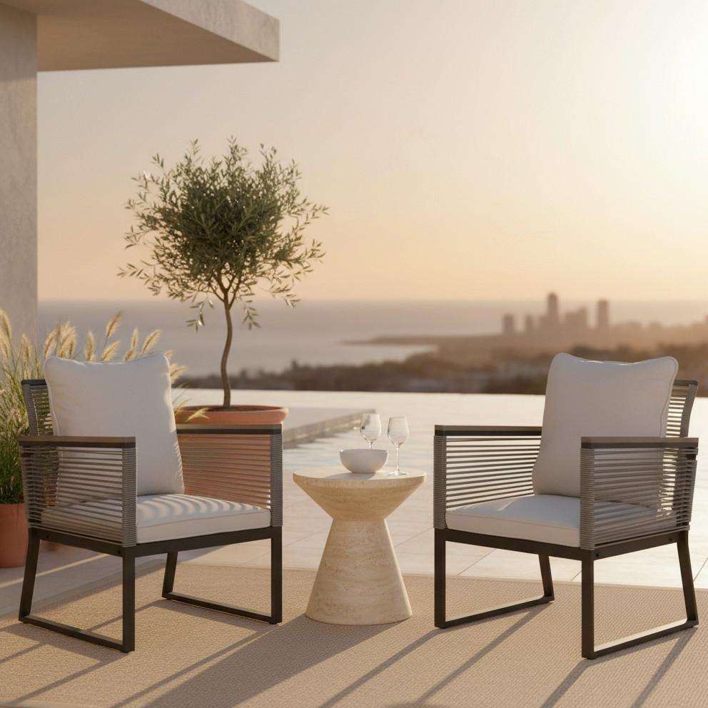 SADA ZAHRADNÍCH KŘESEL TONI - šedá/černá, Moderní, kov/textil (57,5/73/60cm) - Bessagi Garden