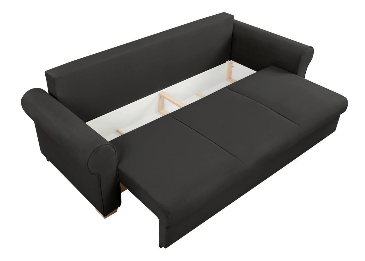 Schlafsofa Arles, Schwarz 25 B: 240 Cm - Buchefarben/Schwarz, Design, Textil (240/94/98cm) - MID.YOU