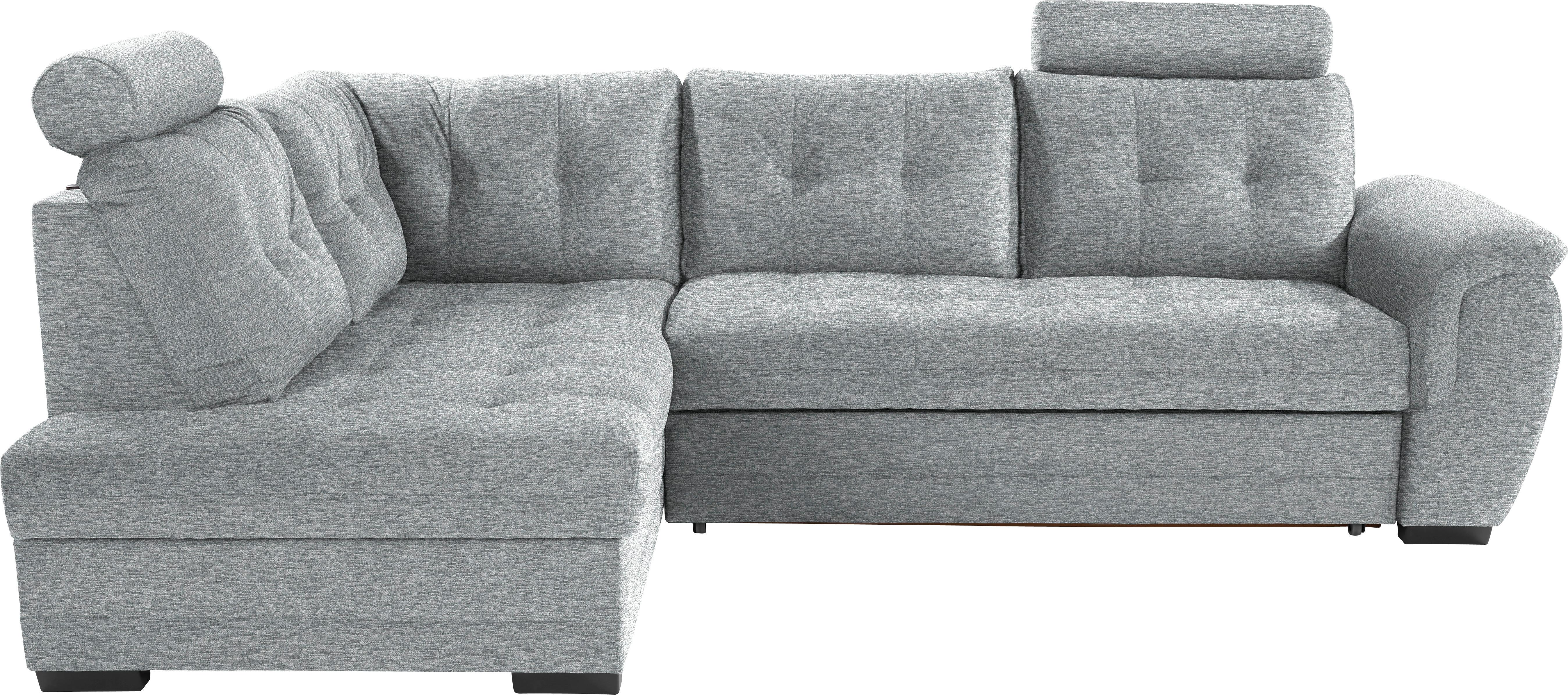 Ecksofa mit Schlaffunktion + Bettkasten Falco, Webstoff - Dunkelbraun/Hellgrau, KONVENTIONELL, Textil (183/251cm) - Ondega