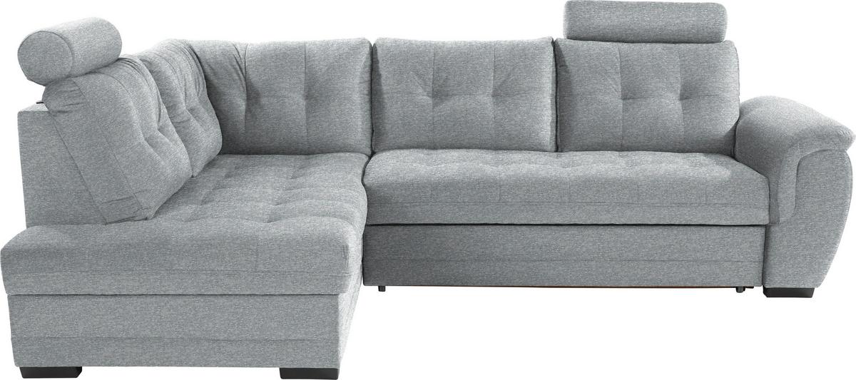 Ecksofa mit Schlaffunktion + Bettkasten Falco, Webstoff - Dunkelbraun/Hellgrau, KONVENTIONELL, Textil (183/251cm) - Ondega