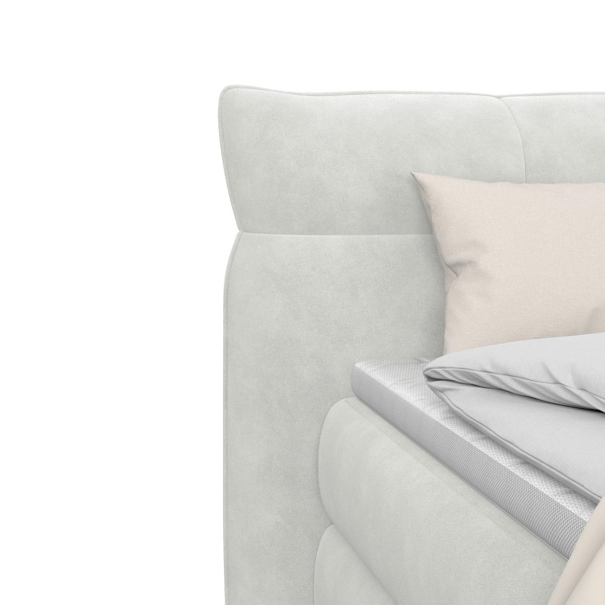 Boxspringbett Carmelo Creme 180x200 cm - Creme/Schwarz, Trend, Textil (180/200cm)