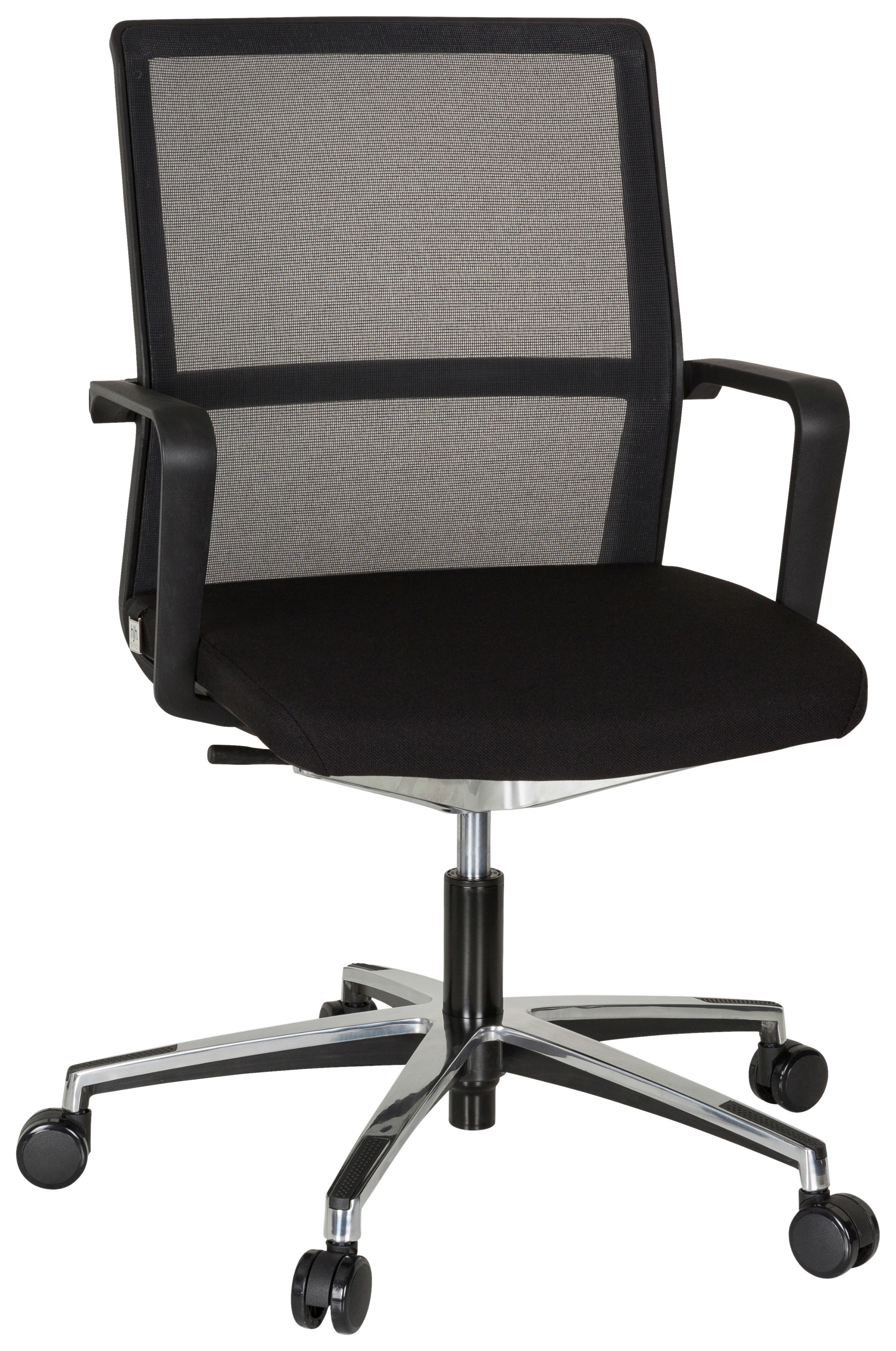 Drehstuhl Move-tec Net 3d Höhenverstellbar Schwarz - Alufarben/Schwarz, MODERN, Kunststoff/Textil (57/105/55cm) - MID.YOU