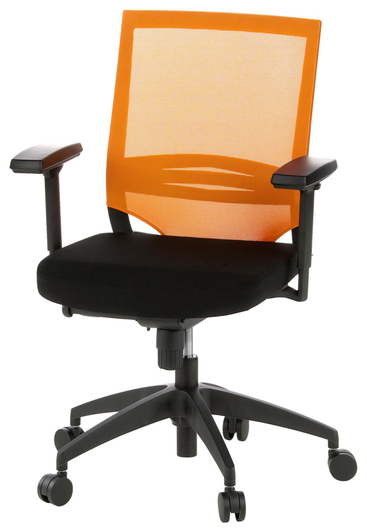 Drehstuhl Porto Base Orange/schwarz - Schwarz/Orange, MODERN, Kunststoff/Textil (59/108/44cm) - MID.YOU