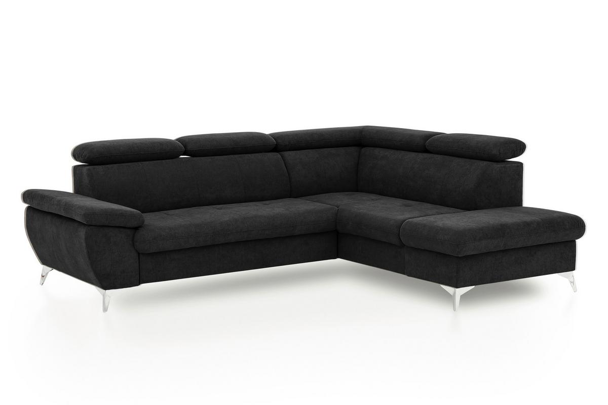 Ecksofa mit Schlaffunktion und Bettkasten Gisele Schwarz - Chromfarben/Schwarz, KONVENTIONELL, Textil (256/209cm) - Livetastic