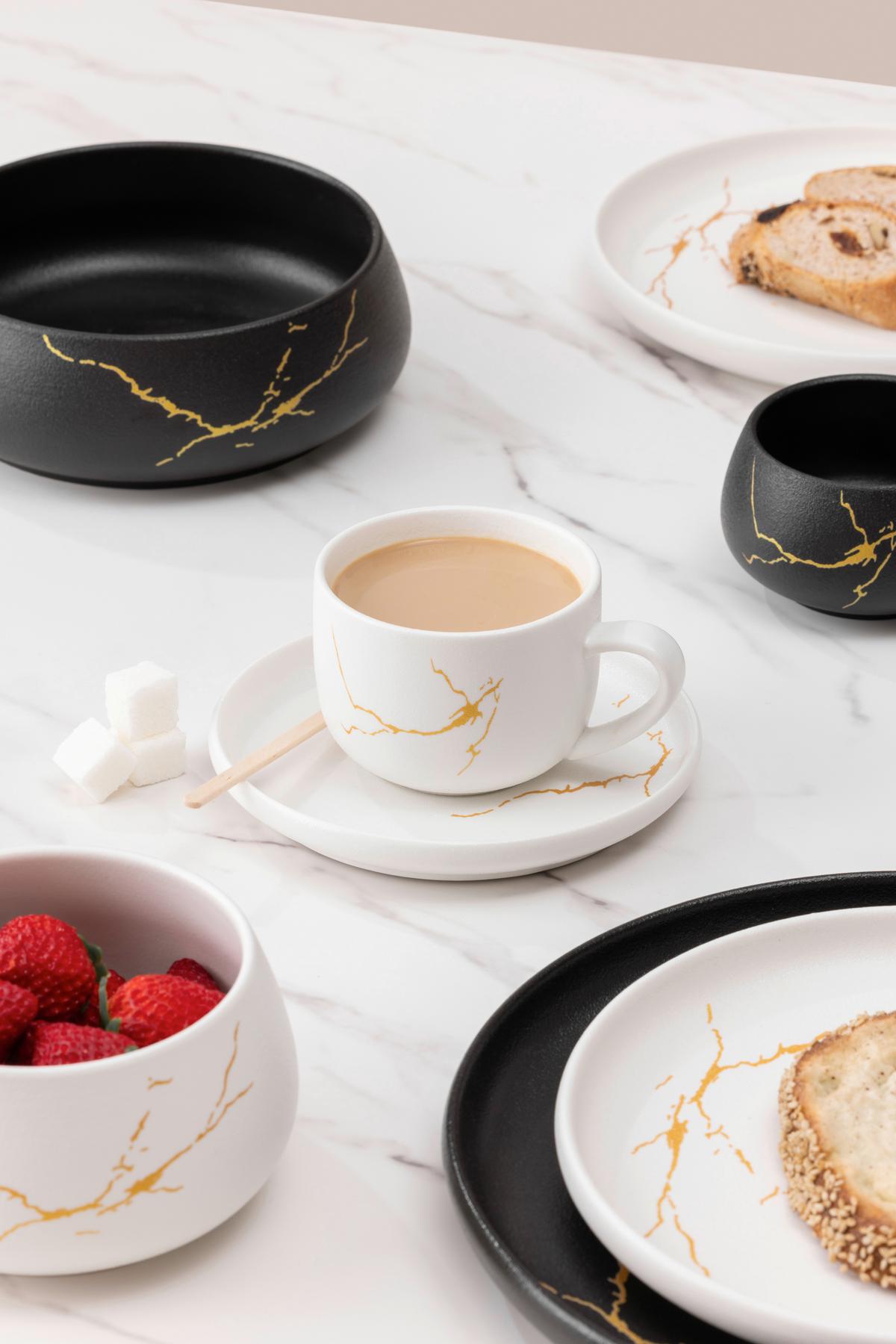 Kombiservice Lisa - Goldfarben/Schwarz, Basics, Keramik - James Wood