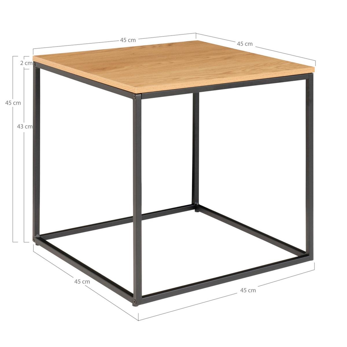 Beistelltisch Vita Natur, L/b/h: 45x45x45cm - Schwarz/Naturfarben, Basics, Holzwerkstoff/Metall (45/45/45cm)