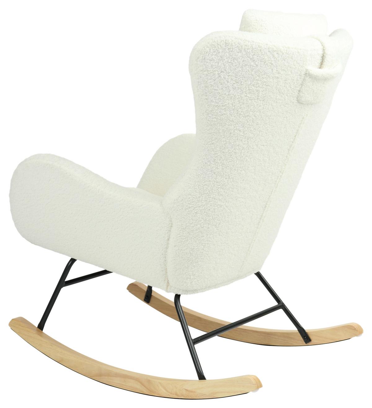 Schaukelsessel Teddy Teddy Weiß, B: 66 cm - Weiß/Naturfarben, MODERN, Holz/Textil (66/90/85cm)