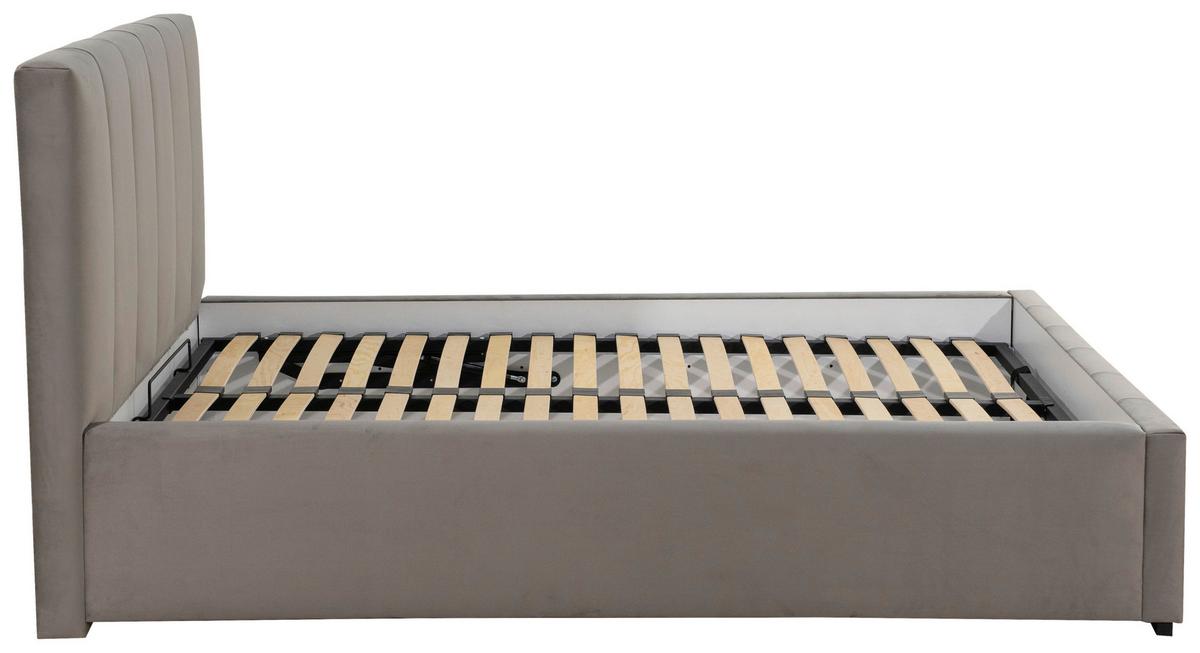 Čalouněná postel ALLOS šedá 180x200cm - šedá/jádrový buk, Moderní, kov/dřevo (180/200cm) - MID.YOU