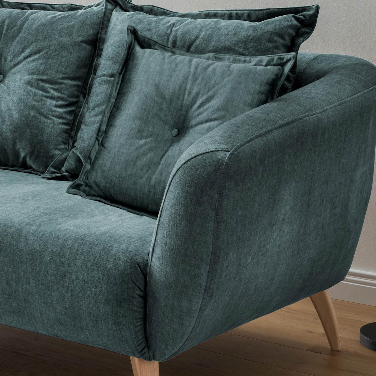 Ecksofa Baggio Blau/Grün S: 162/277 cm - Blau/Buchefarben, MODERN, Holz/Textil (162/277cm) - Livetastic