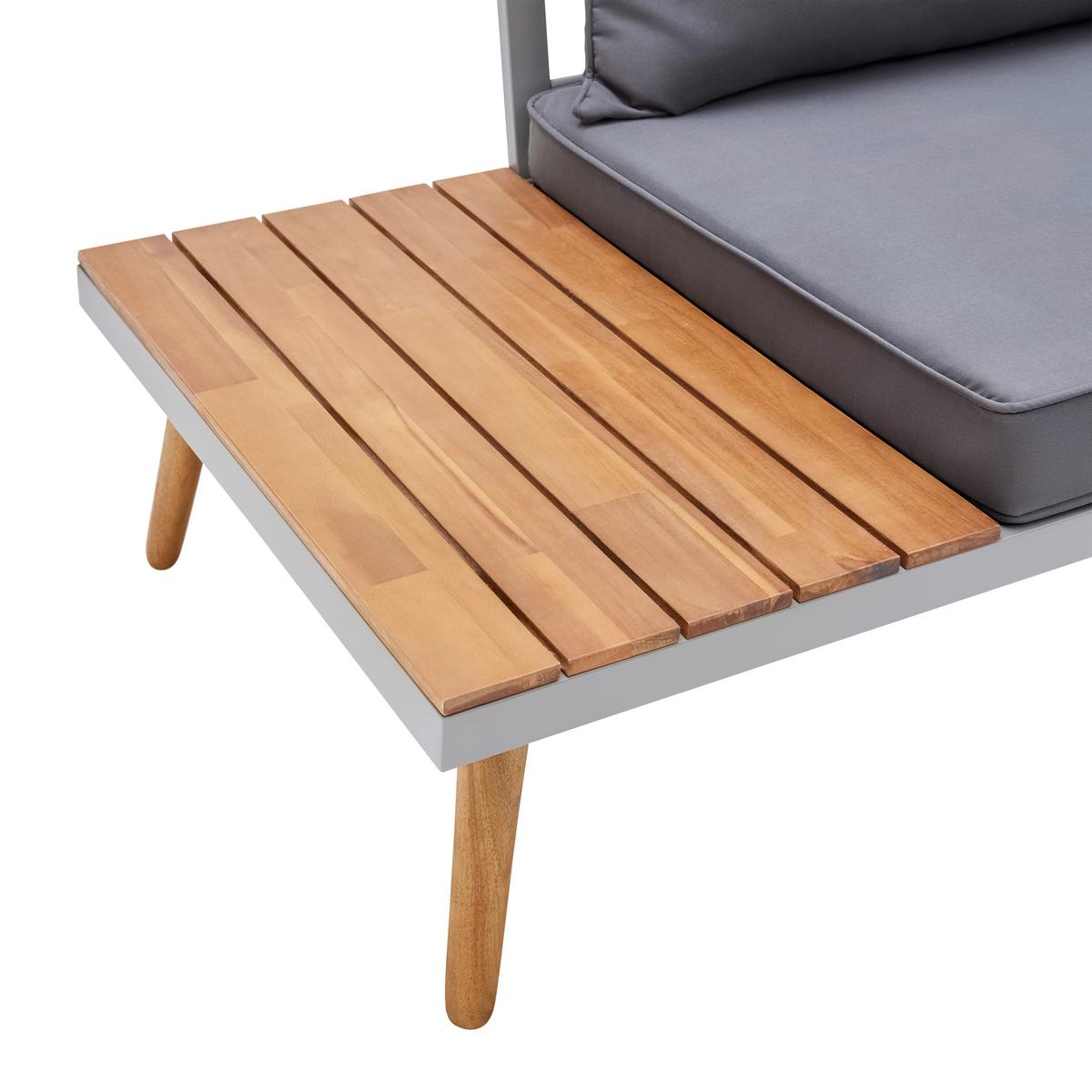 Zahradní sedací souprava LANCIANO - šedá/tmavě šedá, Moderní, kov/dřevo (257/68/74cm) - Bessagi Garden